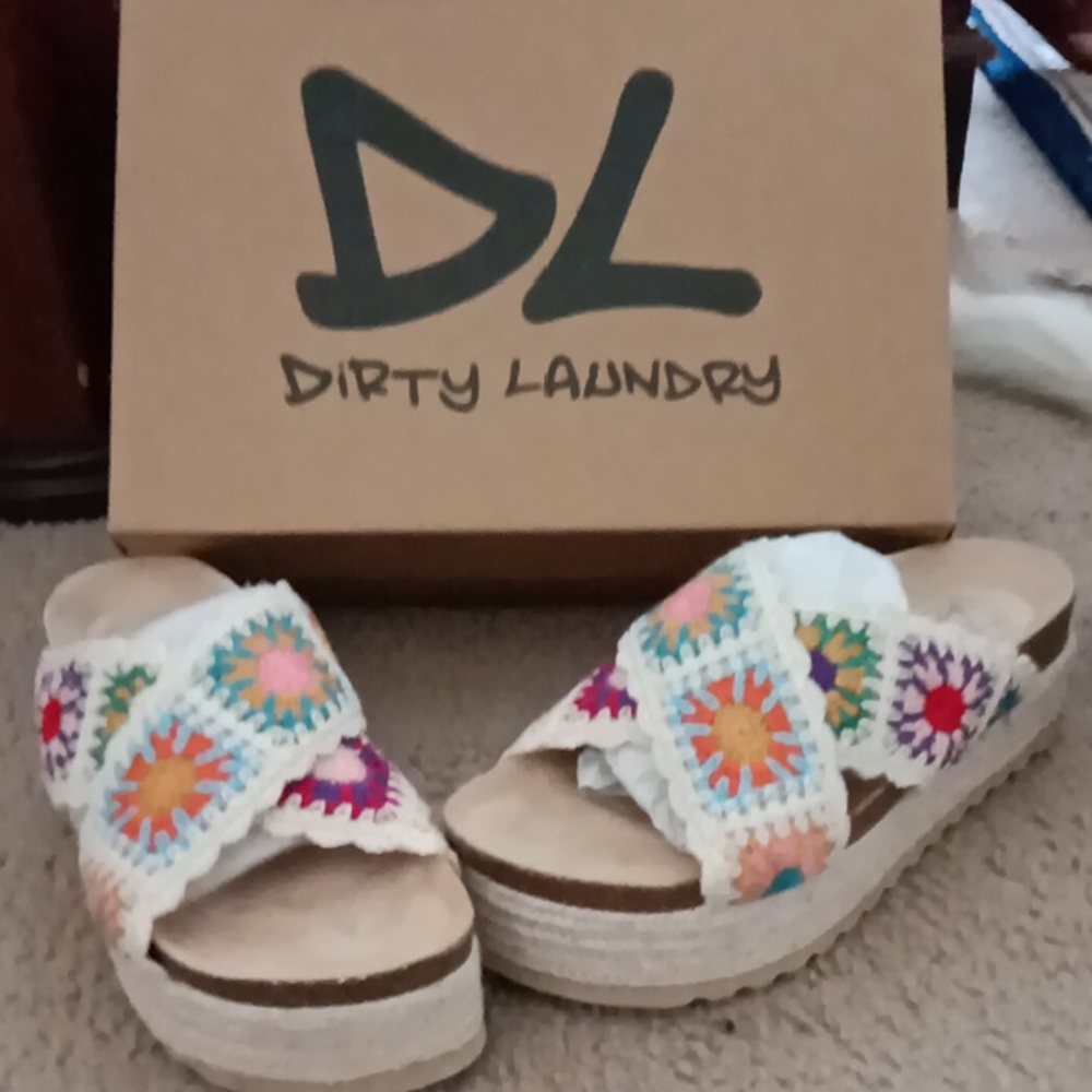 Dirty Laundry Colorful Crochet Platform Sandals
